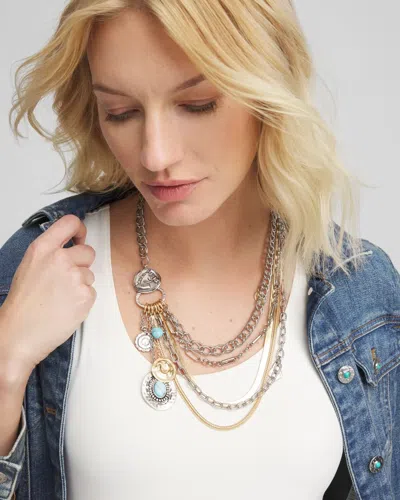 Chico's Equestrian Mixed-metal Multistrand Necklace In Metallic