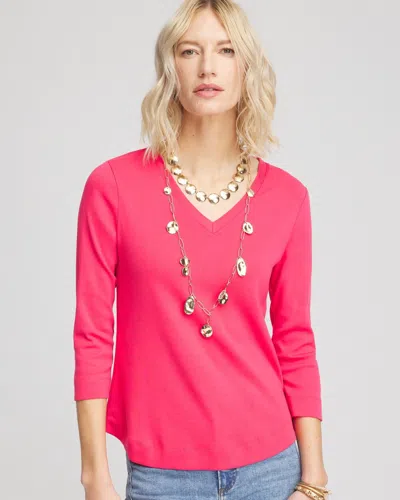 Chico's Everyday 3/4 Sleeve V-neck Tee In Dried Roses Size 20/22 |