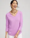 Chico's Everyday 3/4 Sleeve V-neck Tee In Lavender Skies Size 16/18 |  In Lavender Skies