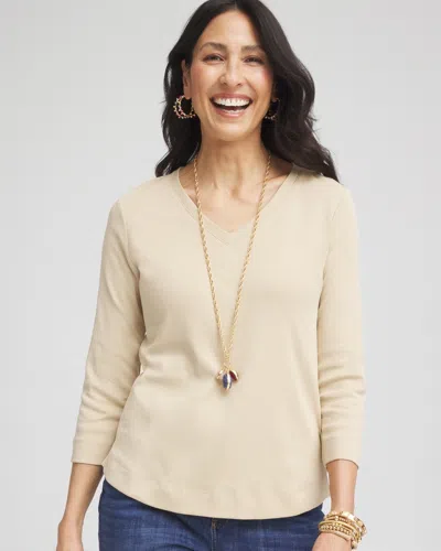Chico's Everyday 3/4 Sleeve V-neck Tee In Wild Truffle Size 20/22 |