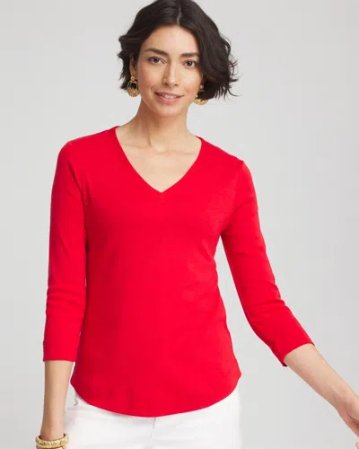 Chico's Everyday 3/4 Sleeve V-neck Tee In