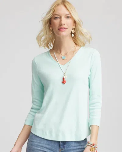 Chico's Everyday 3/4 Sleeve V-neck Tee In Blue