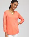 Chico's Everyday 3/4 Sleeve V-neck Tee In Melon Mambo Size 16/18 |  In Melon Mambo