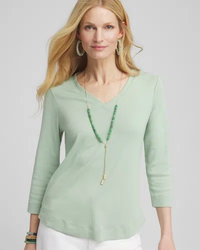 Chico's Everyday 3/4 Sleeve V-neck Tee In Moroccan Mint Size 20/22 |