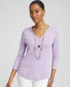 Chico's Everyday 3/4 Sleeve V-neck Tee In Purple In Purple