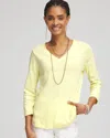 Chico's Everyday 3/4 Sleeve V-neck Tee In Yellow Size 20/22 |  In Bright Yellow