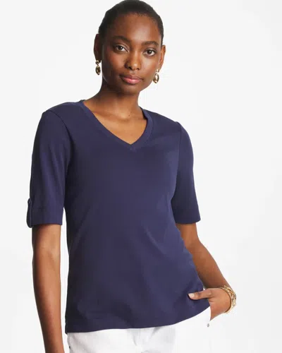 Chico's Everyday V-neck Pima Tee In Blue