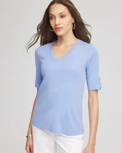 Chico's Everyday V-neck Pima Tee In Blue Orchid