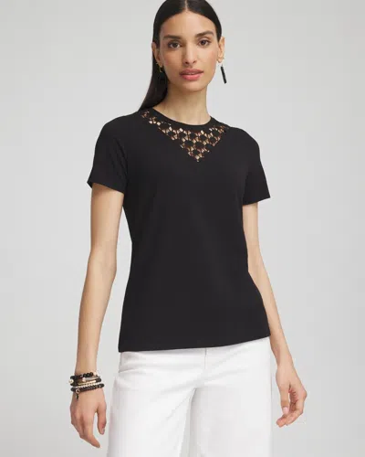 Chico's Eyelet Detail Top In Black Size Xl |