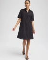 CHICO'S EYELET SHIRT DRESS IN BLACK SIZE 4-S | CHICO'S
