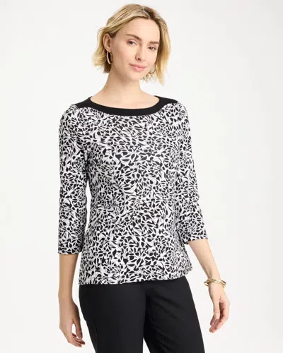 Chico's Fauna Pima 3/4 Sleeve Tee In Black
