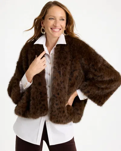 Chico's Faux Fur Animal Print Kimono