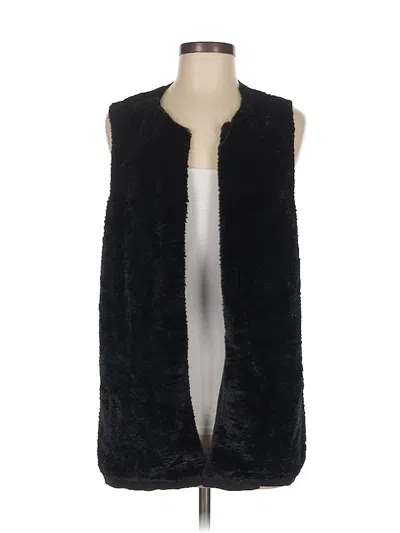 Pre-owned Chico's Faux Fur Vest In Black