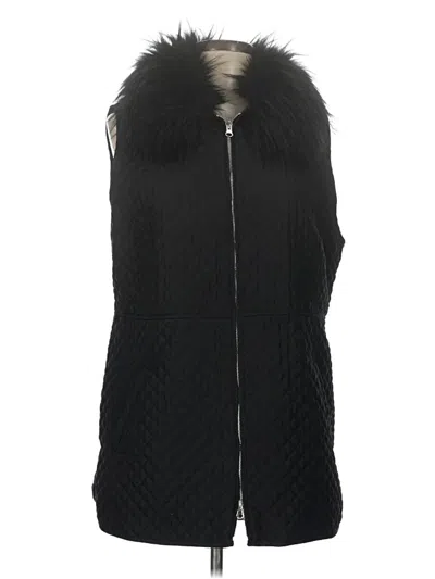 Pre-owned Chico's Faux Fur Vest In Black
