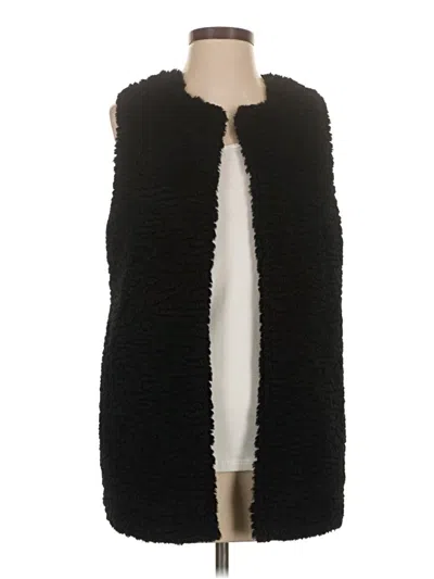 Pre-owned Chico's Faux Fur Vest In Black