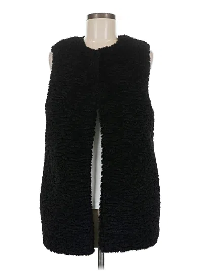 Pre-owned Chico's Faux Fur Vest In Black