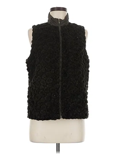 Pre-owned Chico's Faux Fur Vest In Black