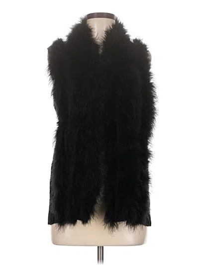 Pre-owned Chico's Faux Fur Vest In Black