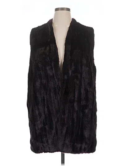 Pre-owned Chico's Faux Fur Vest In Black