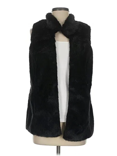 Pre-owned Chico's Faux Fur Vest In Black