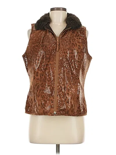 Pre-owned Chico's Faux Fur Vest In Brown