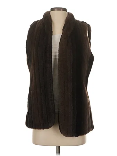 Pre-owned Chico's Faux Fur Vest In Brown