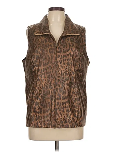 Pre-owned Chico's Faux Fur Vest In Brown