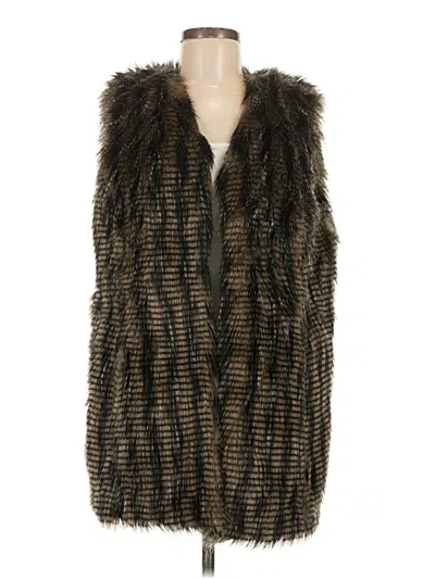 Pre-owned Chico's Faux Fur Vest In Brown