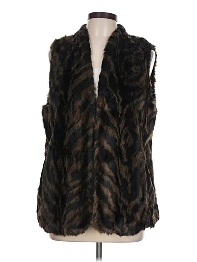 Pre-owned Chico's Faux Fur Vest In Brown