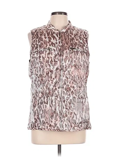 Pre-owned Chico's Faux Fur Vest In Brown