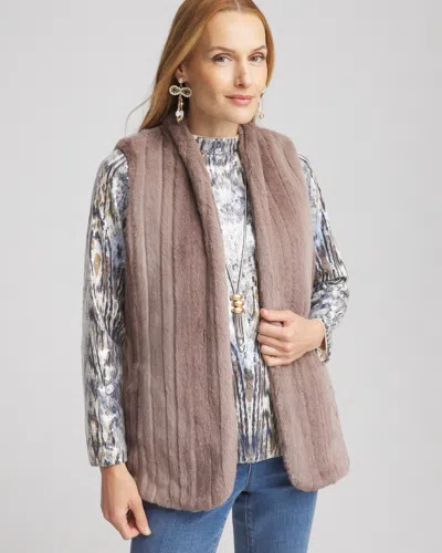 Chico's Faux Fur Vest In Gray Size Xxl |  In Ash Gray
