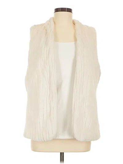 Pre-owned Chico's Faux Fur Vest In Ivory