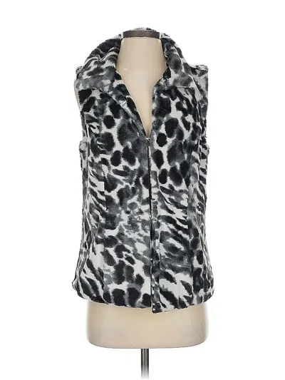 Pre-owned Chico's Faux Fur Vest In Silver