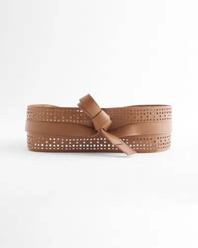 Chico's Faux Leather Cutout Belt In Brown Size Large In Light Camel