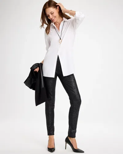 Chico's Faux Leather Five Pocket Skinny Pants In Black