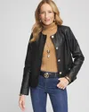 Chico's Faux Leather Jacket In Black Size Xl |  In Black