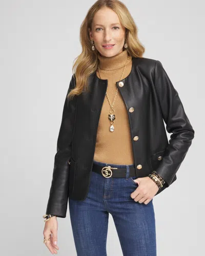 Chico's Faux Leather Jacket In Black Size Xl |