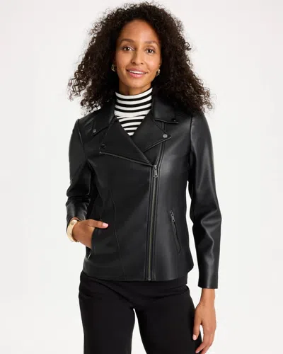 Chico's Faux Leather Moto Jacket In Black
