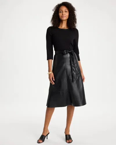 Chico's Faux Leather Ponte Knit Dress In Black