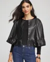Chico's Faux Leather Ruffled Cape In Black In Black