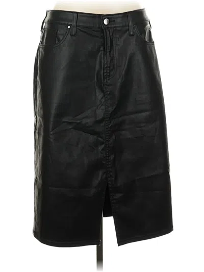 Pre-owned Chico's Faux Leather Skirt In Black