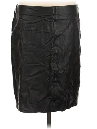 Pre-owned Chico's Faux Leather Skirt In Black