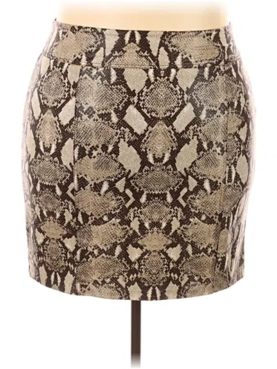 Pre-owned Chico's Faux Leather Skirt In Brown