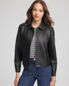 Chico's Faux Leather Zip-front Jacket In Black In Black