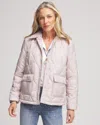 Shop Chico's Faux Nylon Quilted Jacket In Helium Size Xl |