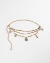 Chico's Faux Pearl And Coin Charm Chain Belt In Gold Size Medium/large |  In Gold