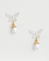 Chico's Faux Pearl Butterfly Drop Earrings |  In Mixed Metals