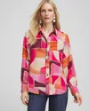 Chico's Faux Silk Sunset Collared Shirt In Dried Roses Size 16/18 |  In Dried Roses