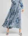 Chico's Faux Silk Tile Print Midi Skirt In Seaport Size 20/22 |  In Seaport