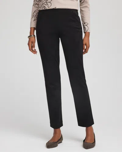 Chico's Faux Suede Juliet Slim Ankle Pants In Black